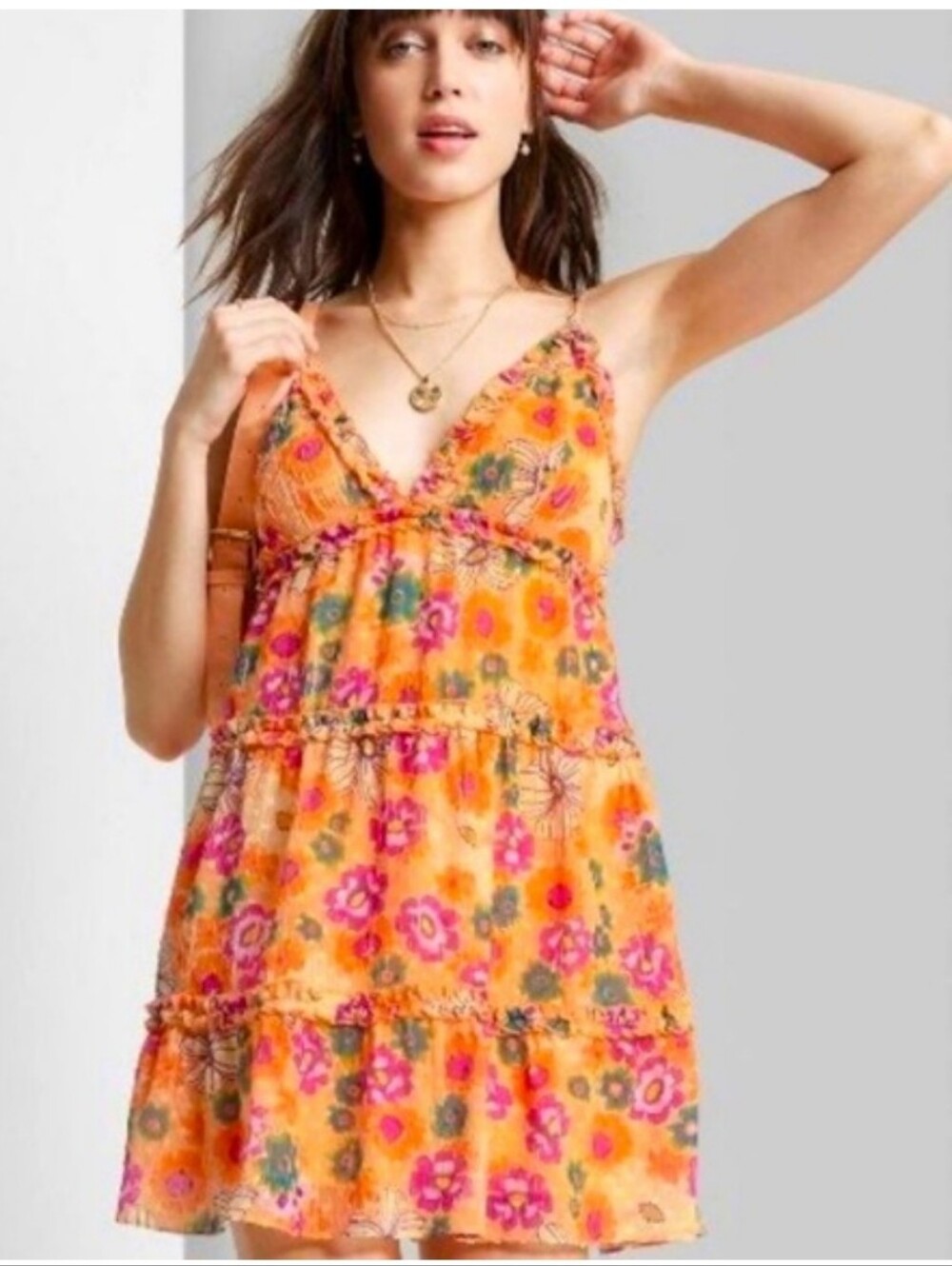 🔥🔥CLEARANCE ITEM🔥🔥Floral Sun Dress Pink/Orange.  NWOT Size XXL